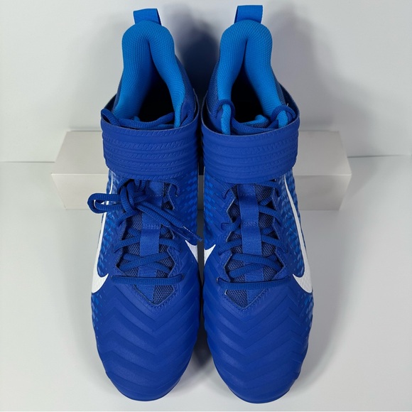 ALPHA MENACE VARSITY 2 GAME ROYAL MENS FOOTBALL CLEATS SIZE 12 BLUE WHITE NEW - Picture 2 of 10